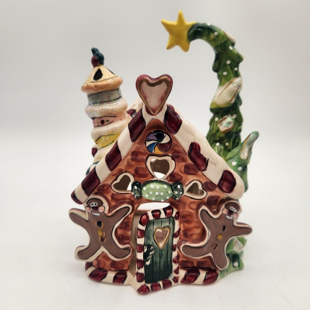Heather Goldminc Clayworks Gingerbread House Ceramic Tea Light Holder Christmas